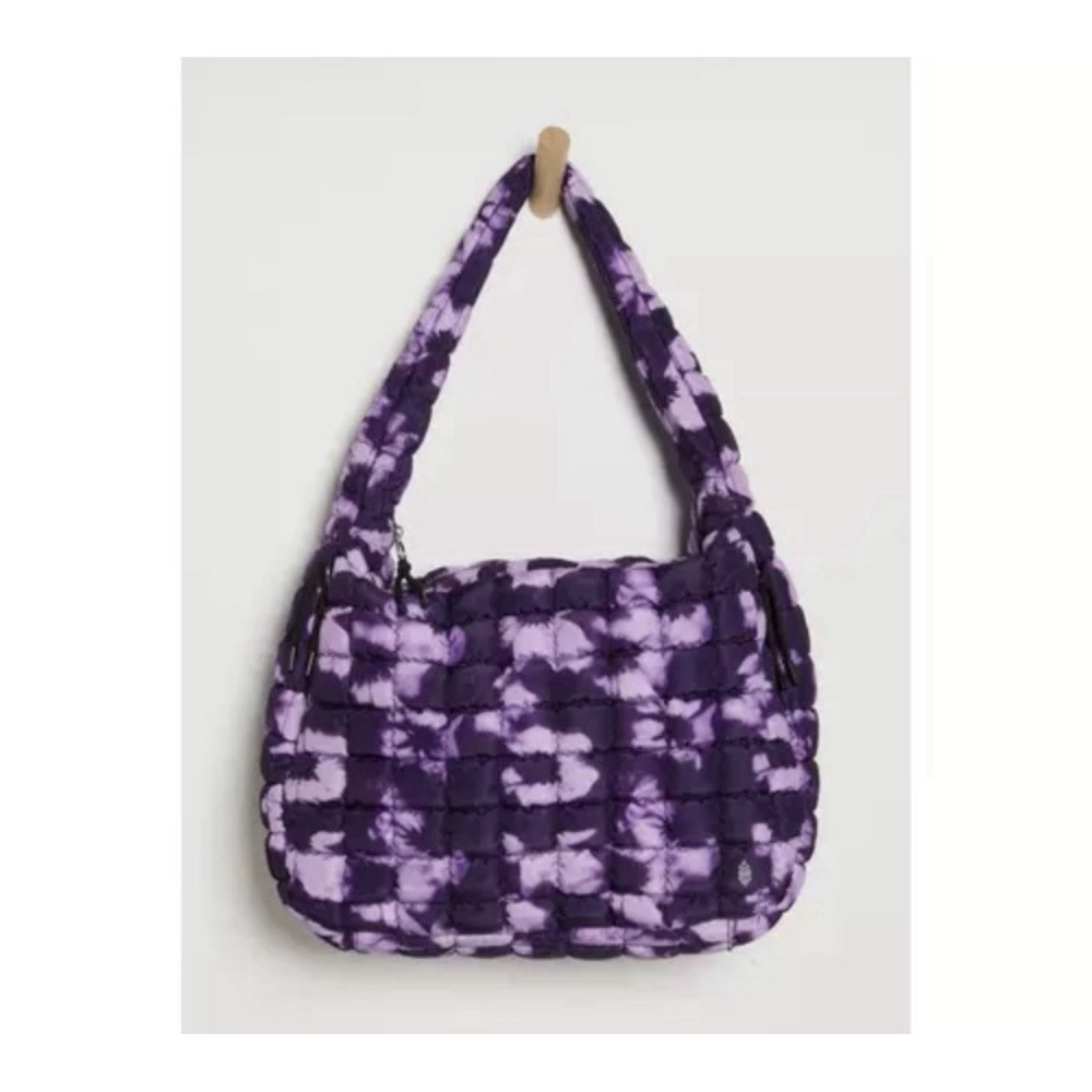 NEW FP Movement Women's Purple Tie Dye Quilted Puffer Tote Shoulder Bag Large